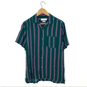 Urban Outfitter Green Stripped Rayon Shirt